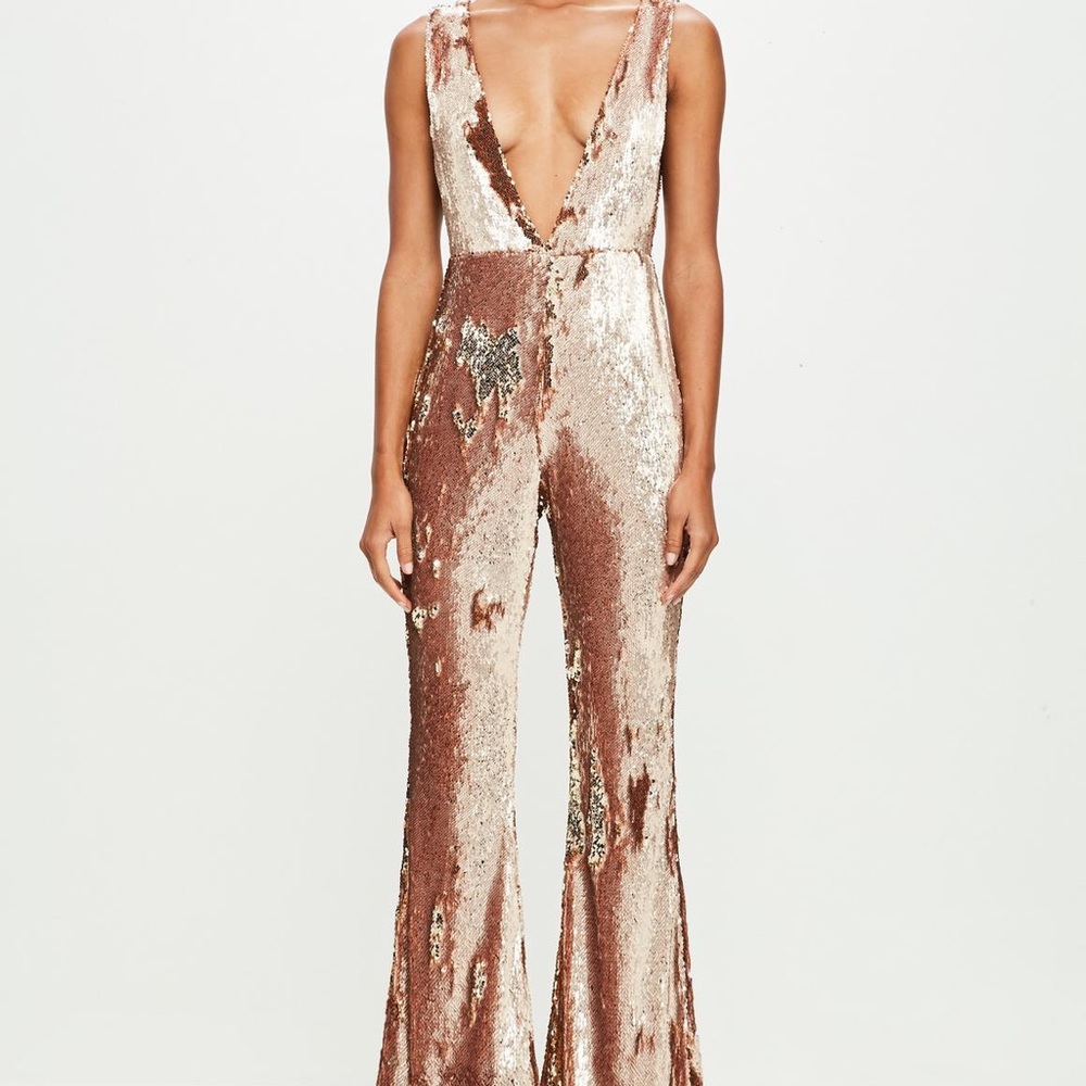 NWT Rose Gold Sequins Jumpsuit Size 0